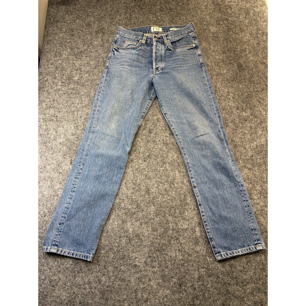 EVE Denim The Silver Bullet Jeans Button Fly High Rise Straight Leg Woman's